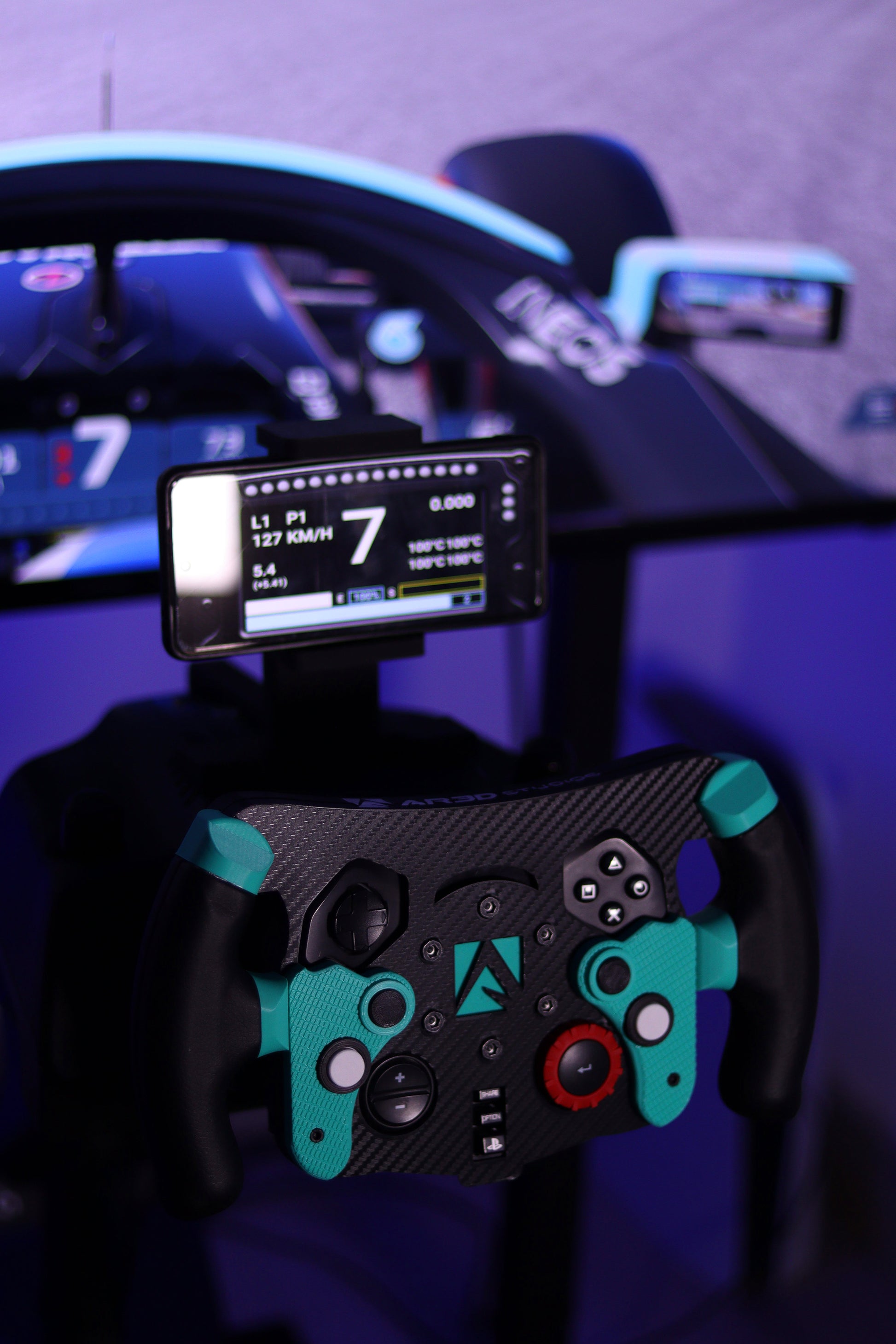 Soporte Ajustable  Smartphone para volantes Logitech g29 g920 g923 - Simracing Dashboard Telemetria -  AR3D Studios