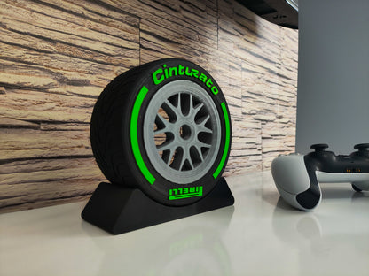 Simracing Decoracion Formula 1 Neumatico Intermedio Verde Fabricados en 3D- AR3D Studios