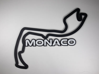 Silueta minimalista del circuito de Monaco de Formula 1 sobre fondo blanco para pared