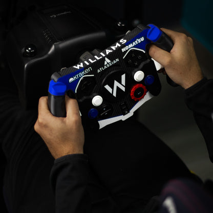 Detalle de empuñaduras ergonómicas premium de mod F1 Williams para simulador