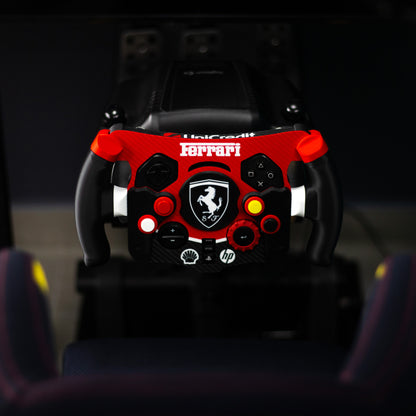 Vista frontal superior de mod F1 Ferrari montado en simulador de carreras