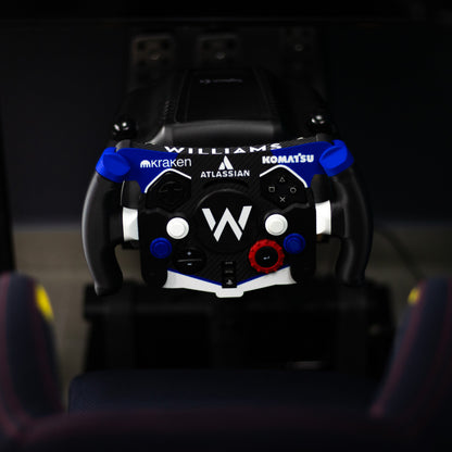 Vista frontal superior de mod F1 Williams montado en simulador de carreras