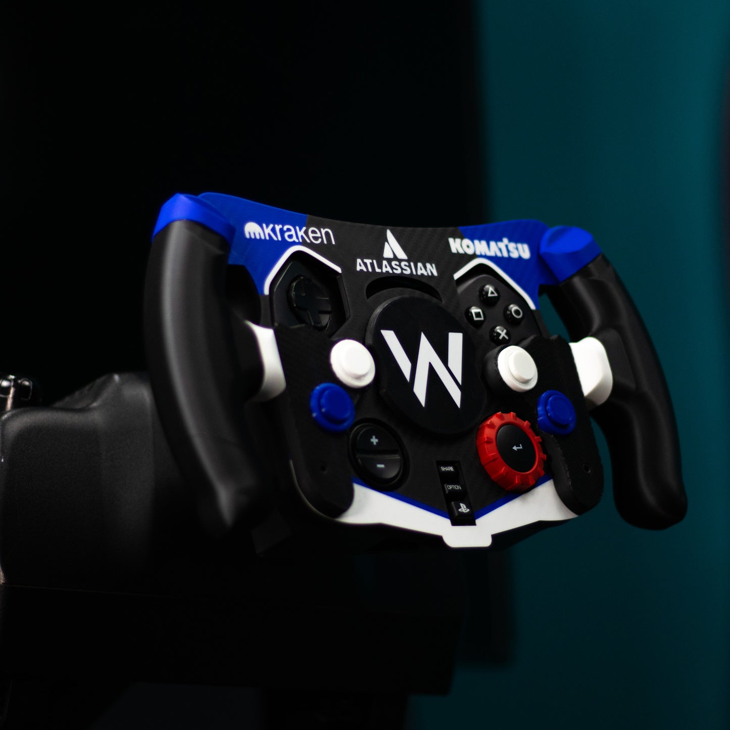 Mod de F1 Williams montado en setup de carreras con levas traseras visibles